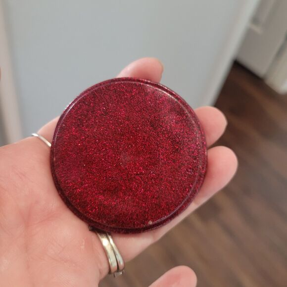 Vintage Pier 1 Jeweled Trinket Box Round Hexagon Jewelry Small 3x3x1 Maroon Boho - Picture 9 of 10